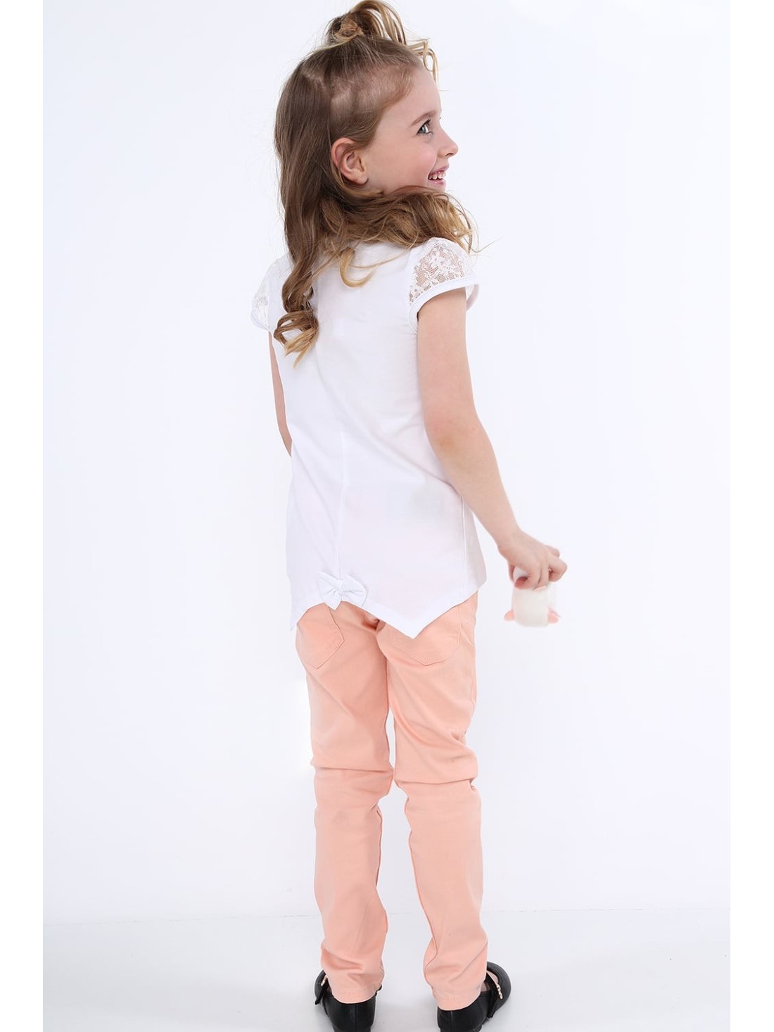 Tricou cu maneci din dantela, alb NDZ8147 - Magazin online - Boutique